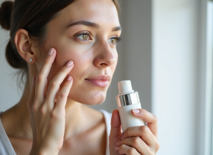 Kobieta nakładająca serum na twarz